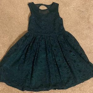 Little girls green lace dress
